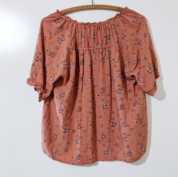 Madewell Tie Neck Peasant Top in Ginger Floral - Picture 3 of 8